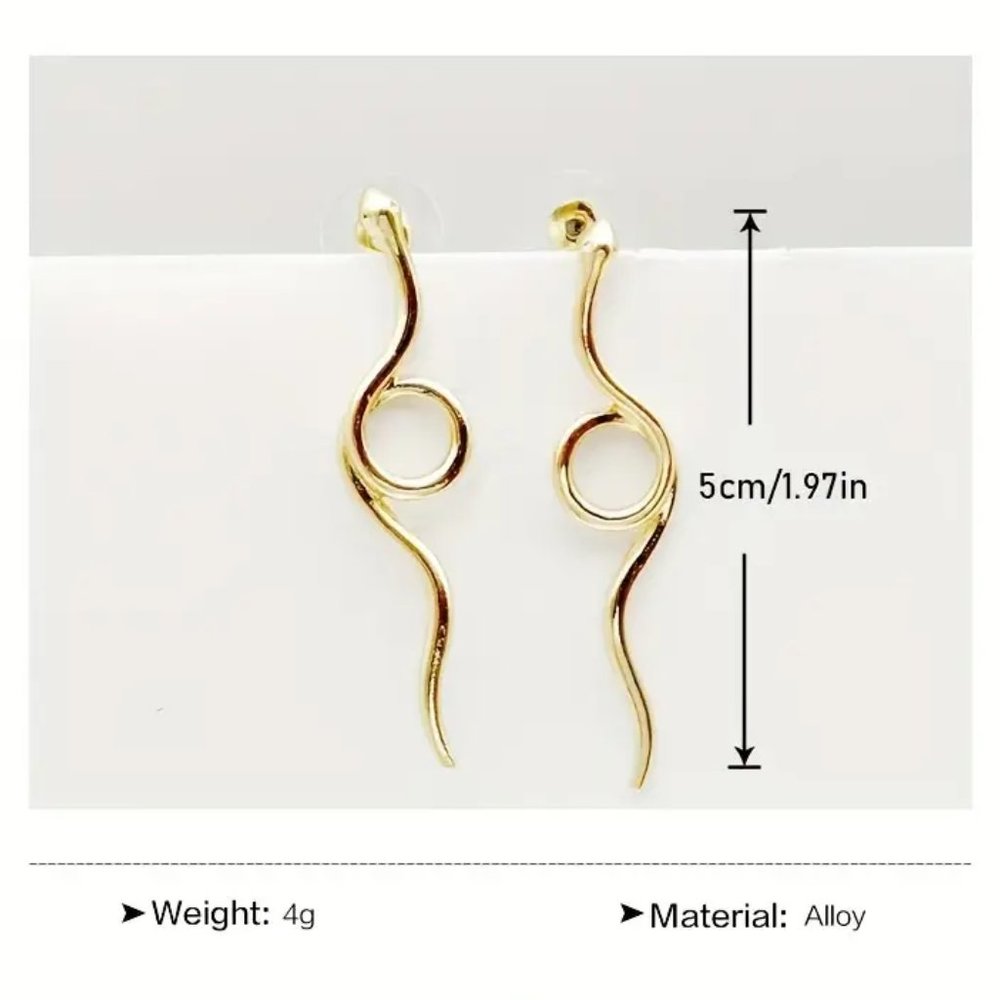 Long Gold Serpent Snake Earrings NEW - Picture 5 of 6